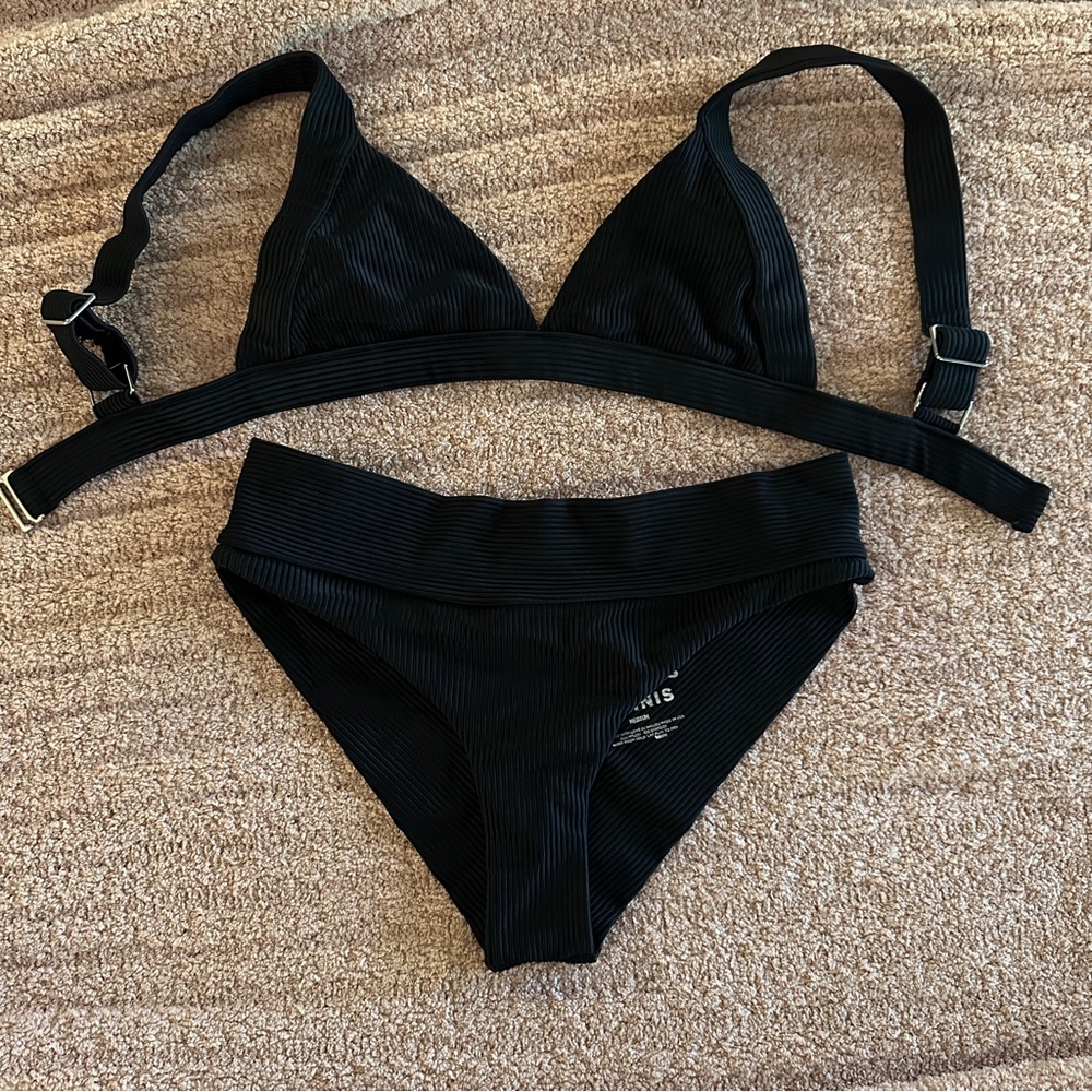 Frankie's Bikinis Black Minimalist Triangle Bikini